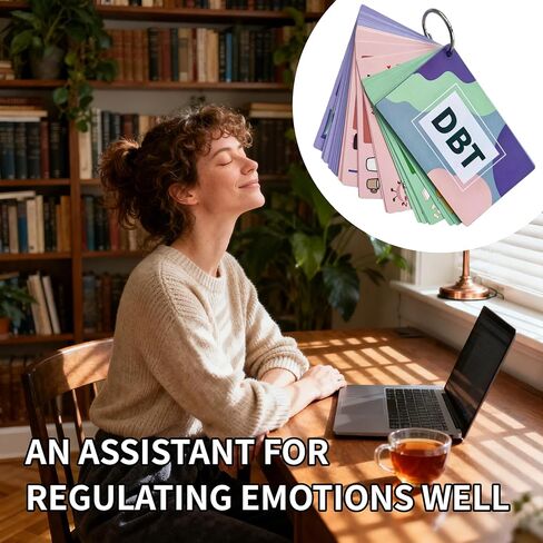 بطاقات تدريب مهارات DBT مع أمثلة إرشادية وخطوات تدريب - 28 قطعة من البطاقات التعليمية للتنظيم العاطفي | أدوات تخفيف التوتر والتكيف للعاملين في المكاتب والكبار in Kuwait