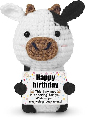 هدايا عيد ميلاد مضحكة للنساء والرجال والصديقة، ديكور مكتب بقرة كروشيه إيجابي، هدية بقرة كروشيه إيجابية صغيرة لطيفة لأفضل صديق للأزواج والزوجة والزوج ديكور مكتب المنزل in Kuwait