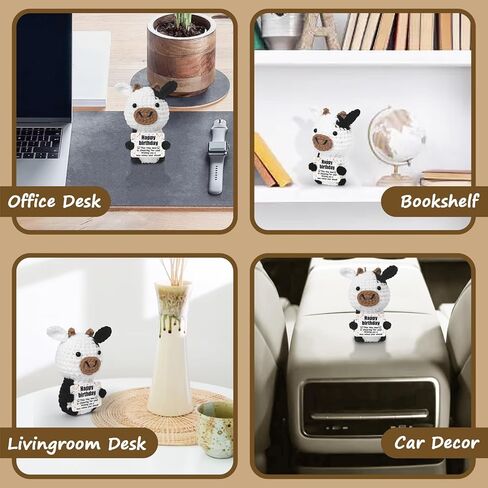 هدايا عيد ميلاد مضحكة للنساء والرجال والصديقة، ديكور مكتب بقرة كروشيه إيجابي، هدية بقرة كروشيه إيجابية صغيرة لطيفة لأفضل صديق للأزواج والزوجة والزوج ديكور مكتب المنزل in Kuwait