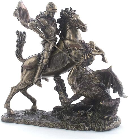 UNICORN STUDIO 11.38 Inch Saint George The Dragon Slayer Cold Cast Bronze Figurine in Saudi Arabia