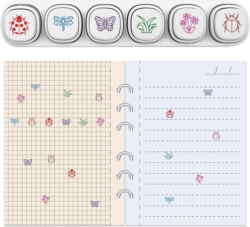 6 قطع من GLOBLELAND 6 أنماط من الحشرات ذاتية التحبير لتصنيف الفراشة خنفساء البلاستيك مجموعة طوابع صغيرة لنباتات الزهور العشبية لرسم اليوميات والحرف الفنية للحفلات لصالح جوائز الكرنفال in Kuwait