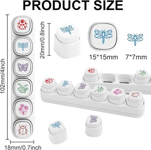 6 قطع من GLOBLELAND 6 أنماط من الحشرات ذاتية التحبير لتصنيف الفراشة خنفساء البلاستيك مجموعة طوابع صغيرة لنباتات الزهور العشبية لرسم اليوميات والحرف الفنية للحفلات لصالح جوائز الكرنفال in Kuwait