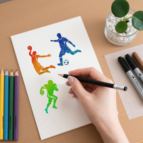 Silhouettes of Sports Pattern Clear Stamps Silicone Stamp Seal for DIY Scrapbooking and Card Making Paper Craft Decor 6.3 × 4.3 Inch in Saudi Arabia