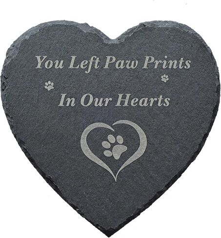 Heart Shaped Pet Memorial Stone 6 Inch – “You Left Paw Prints in Our Hearts" Paw Print Grave Marker for Dog or Cat, Pet Loss Sympathy Gift, Garden Remembrance Plaque, Outdoor Indoor Memorial Decor in Saudi Arabia