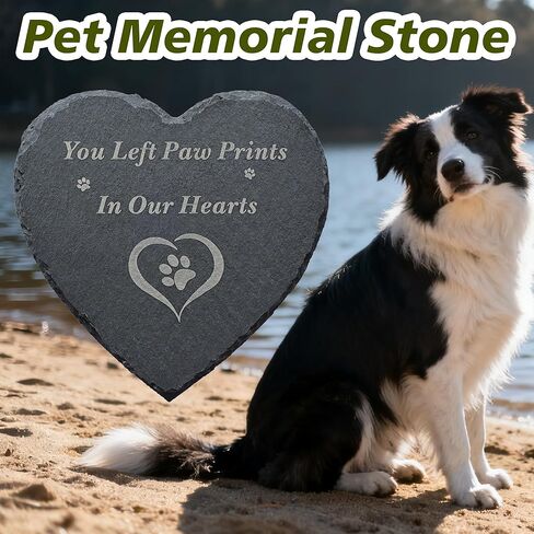 Heart Shaped Pet Memorial Stone 6 Inch – “You Left Paw Prints in Our Hearts" Paw Print Grave Marker for Dog or Cat, Pet Loss Sympathy Gift, Garden Remembrance Plaque, Outdoor Indoor Memorial Decor in Saudi Arabia