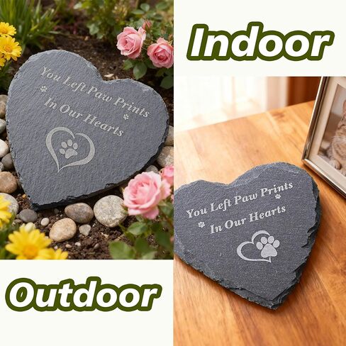 Heart Shaped Pet Memorial Stone 6 Inch – “You Left Paw Prints in Our Hearts" Paw Print Grave Marker for Dog or Cat, Pet Loss Sympathy Gift, Garden Remembrance Plaque, Outdoor Indoor Memorial Decor in Saudi Arabia