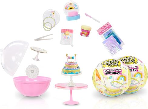 MGA's Miniverse Make It Mini Birthday, Mini Collectibles, Blind Pack, DIY, Crafts, Resin, Novelty, Party Favors, Piñata, 8+ (2-Pack) in Kuwait