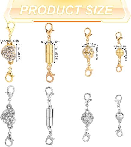 12pcs Magnetic Jewellery Clasps, Necklace Bracelet 4 Styles Jewelry Clasp with Double Lobster Buttons in Saudi Arabia