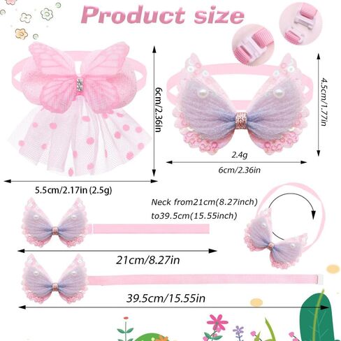 20pcs Lace Dogs Bows Collars with Pearls for Small Medium Dog, Bulk Adjustable Butterfly Doggie Girl Bow Ties for Holiday Daily Puppy Cat Kitten Accessories (Butterfly and Wings) in Saudi Arabia