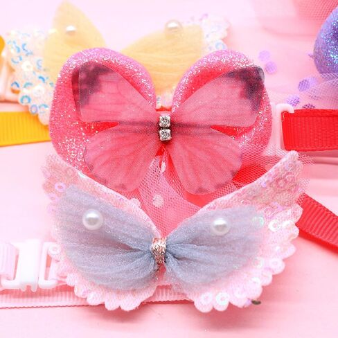 20pcs Lace Dogs Bows Collars with Pearls for Small Medium Dog, Bulk Adjustable Butterfly Doggie Girl Bow Ties for Holiday Daily Puppy Cat Kitten Accessories (Butterfly and Wings) in Saudi Arabia
