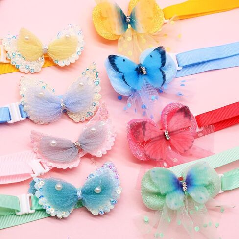 20pcs Lace Dogs Bows Collars with Pearls for Small Medium Dog, Bulk Adjustable Butterfly Doggie Girl Bow Ties for Holiday Daily Puppy Cat Kitten Accessories (Butterfly and Wings) in Saudi Arabia