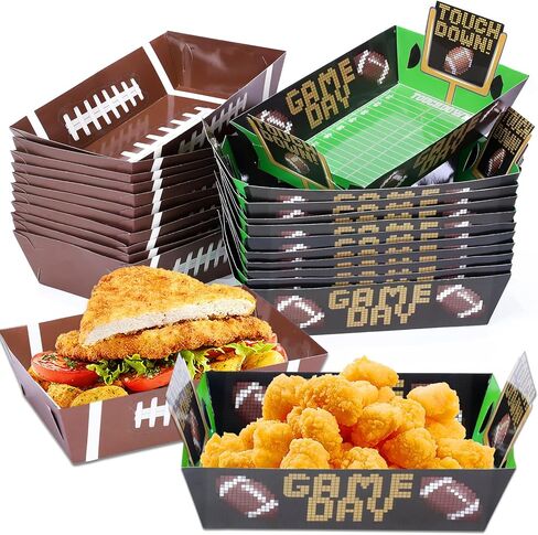 TURNMEON 24 Pcs Football Party Decorations Large Football Food Plates Paper Snack Trays, Thicken Disposable Bowls Tableware Sport Theme Party Favors for Gameday Tailgate Events Birthday Party Supplies in Saudi Arabia