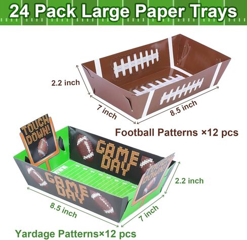 TURNMEON 24 Pcs Football Party Decorations Large Football Food Plates Paper Snack Trays, Thicken Disposable Bowls Tableware Sport Theme Party Favors for Gameday Tailgate Events Birthday Party Supplies in Saudi Arabia