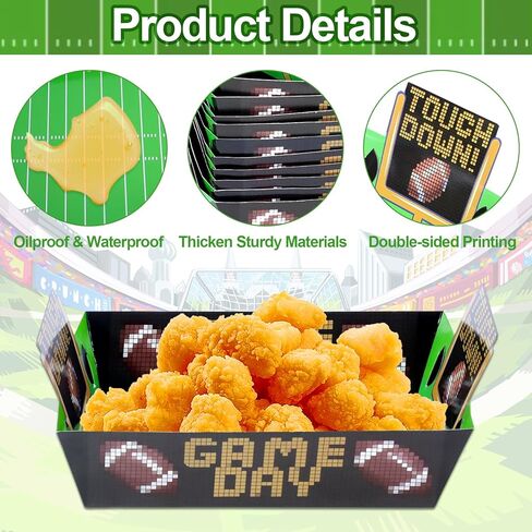 TURNMEON 24 Pcs Football Party Decorations Large Football Food Plates Paper Snack Trays, Thicken Disposable Bowls Tableware Sport Theme Party Favors for Gameday Tailgate Events Birthday Party Supplies in Saudi Arabia