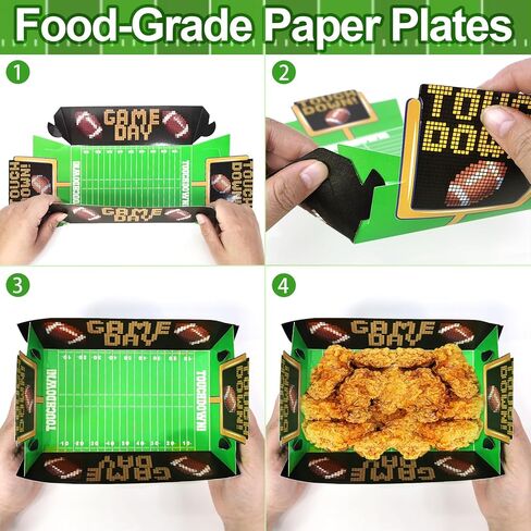 TURNMEON 24 Pcs Football Party Decorations Large Football Food Plates Paper Snack Trays, Thicken Disposable Bowls Tableware Sport Theme Party Favors for Gameday Tailgate Events Birthday Party Supplies in Saudi Arabia