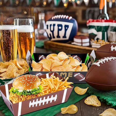 TURNMEON 24 Pcs Football Party Decorations Large Football Food Plates Paper Snack Trays, Thicken Disposable Bowls Tableware Sport Theme Party Favors for Gameday Tailgate Events Birthday Party Supplies in Saudi Arabia