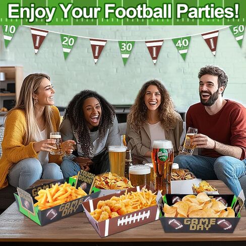 TURNMEON 24 Pcs Football Party Decorations Large Football Food Plates Paper Snack Trays, Thicken Disposable Bowls Tableware Sport Theme Party Favors for Gameday Tailgate Events Birthday Party Supplies in Saudi Arabia