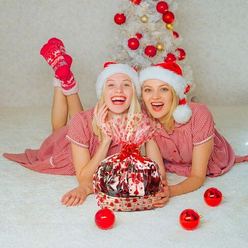 Zonon 20 Pcs Valentines Day Cellophane Bags 35 x 23 Inch Valentine Cellophane Wrap for Gift Baskets Red Heart Large Plastic Clear Gift Basket Bags with Bow Ribbon for Baskets Classroom Prize Gifts in Saudi Arabia