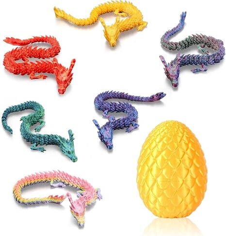 تنين مطبوع ثلاثي الأبعاد، 6 قطع تنين مطبوع ثلاثي الأبعاد مقاس 9.8 بوصة مع قطعة واحدة من بيضة تنين، ألعاب تنين مفصلية ثلاثية الأبعاد مع بيض تنين ثلاثي الأبعاد، مجموعة ألعاب حيوانات مطبوعة ثلاثية الأبعاد للأطفال في سن المراهقة in Kuwait