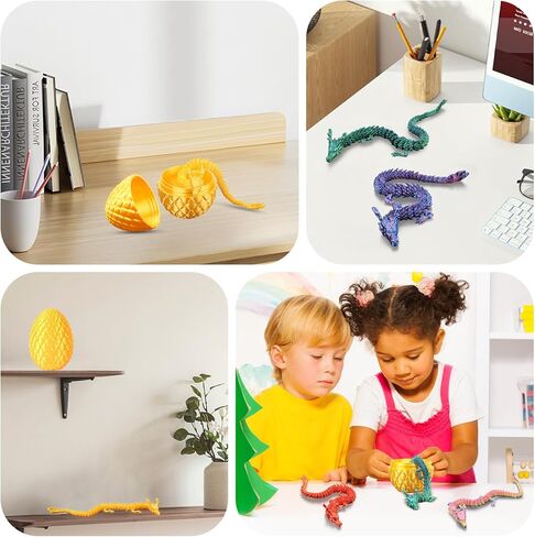 تنين مطبوع ثلاثي الأبعاد، 6 قطع تنين مطبوع ثلاثي الأبعاد مقاس 9.8 بوصة مع قطعة واحدة من بيضة تنين، ألعاب تنين مفصلية ثلاثية الأبعاد مع بيض تنين ثلاثي الأبعاد، مجموعة ألعاب حيوانات مطبوعة ثلاثية الأبعاد للأطفال في سن المراهقة in Kuwait