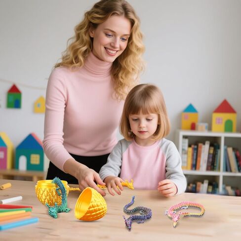 تنين مطبوع ثلاثي الأبعاد، 6 قطع تنين مطبوع ثلاثي الأبعاد مقاس 9.8 بوصة مع قطعة واحدة من بيضة تنين، ألعاب تنين مفصلية ثلاثية الأبعاد مع بيض تنين ثلاثي الأبعاد، مجموعة ألعاب حيوانات مطبوعة ثلاثية الأبعاد للأطفال في سن المراهقة in Kuwait