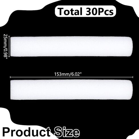 WADORN 40 Pieces 6 Inch White Foam Cylinders, Foam Rods Polystyrene Cylinders White Arts Modeling Foam Tube for DIY Modeling Crafts Floral Arrangements Arts Projects Christmas Ornament Supplies in Saudi Arabia