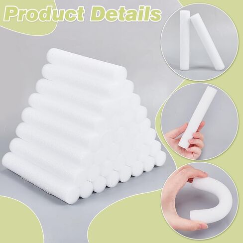 WADORN 40 Pieces 6 Inch White Foam Cylinders, Foam Rods Polystyrene Cylinders White Arts Modeling Foam Tube for DIY Modeling Crafts Floral Arrangements Arts Projects Christmas Ornament Supplies in Saudi Arabia