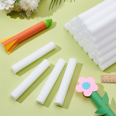 WADORN 40 Pieces 6 Inch White Foam Cylinders, Foam Rods Polystyrene Cylinders White Arts Modeling Foam Tube for DIY Modeling Crafts Floral Arrangements Arts Projects Christmas Ornament Supplies in Saudi Arabia
