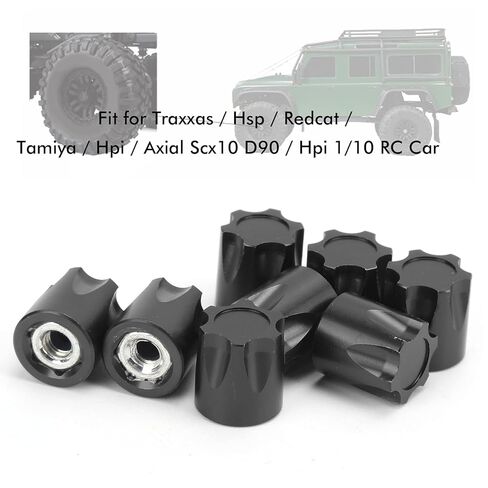 8pcs RC M4 Nut Aluminum Alloy Center Cap AdapterLightweight Durable Upgrade Parts for Axial SCX10, D90, HSP, Redcat, Tamiya, HPI 1/10 Scale RC Cars, by ZAWELIYO (Black) in Saudi Arabia