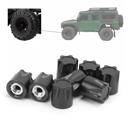 8pcs RC M4 Nut Aluminum Alloy Center Cap AdapterLightweight Durable Upgrade Parts for Axial SCX10, D90, HSP, Redcat, Tamiya, HPI 1/10 Scale RC Cars, by ZAWELIYO (Black) in Saudi Arabia