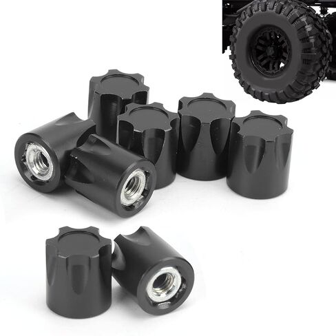 8pcs RC M4 Nut Aluminum Alloy Center Cap AdapterLightweight Durable Upgrade Parts for Axial SCX10, D90, HSP, Redcat, Tamiya, HPI 1/10 Scale RC Cars, by ZAWELIYO (Black) in Saudi Arabia