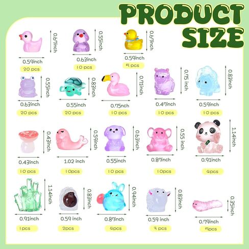 Aoriher 154 Pcs Luminous Mini Resin Animals Glow in The Dark Ducks Tiny Resin Animal Figurines Glow in The Dark Mini Figurines for Micro Garden Landscape Cake Potted Plants Decorations Supplies in Saudi Arabia