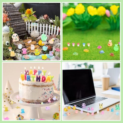 Aoriher 154 Pcs Luminous Mini Resin Animals Glow in The Dark Ducks Tiny Resin Animal Figurines Glow in The Dark Mini Figurines for Micro Garden Landscape Cake Potted Plants Decorations Supplies in Saudi Arabia