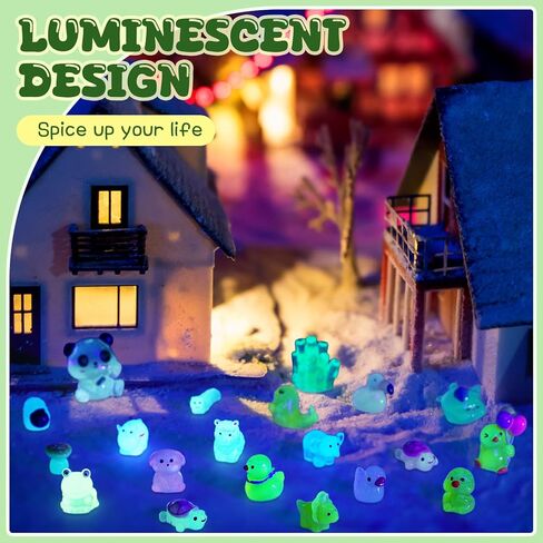 Aoriher 154 Pcs Luminous Mini Resin Animals Glow in The Dark Ducks Tiny Resin Animal Figurines Glow in The Dark Mini Figurines for Micro Garden Landscape Cake Potted Plants Decorations Supplies in Saudi Arabia