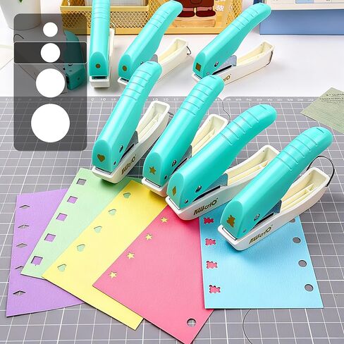 مزخرف حرفي بنمط دائرة 2 مم - أداة ثقب سهلة الضغط مع حجرة تخزين، لبطاقات DIY، سجل القصاصات، ديكور المجلات والحرف الورقية المصنوعة يدويًا (أزرق سماوي) in Saudi Arabia