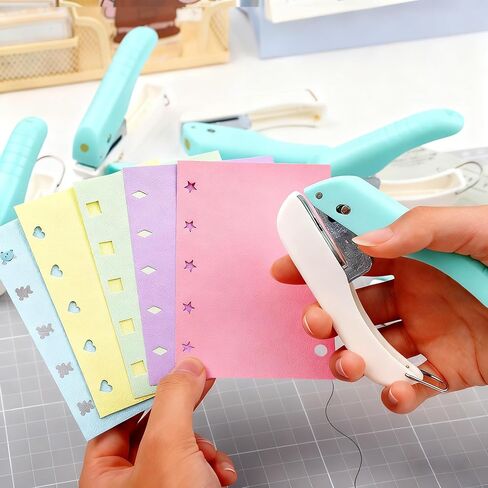 مزخرف حرفي بنمط دائرة 2 مم - أداة ثقب سهلة الضغط مع حجرة تخزين، لبطاقات DIY، سجل القصاصات، ديكور المجلات والحرف الورقية المصنوعة يدويًا (أزرق سماوي) in Saudi Arabia