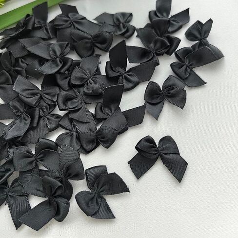 30pcs Pink Mini Satin Ribbon Bows Flowers 1" x3/4" Appliques DIY Craft in Saudi Arabia
