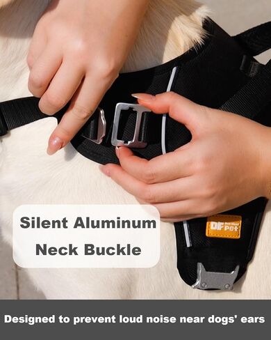 DF No Pull Martingale Dog Harness and Leash Set Silent Metal Buckle, Front Clip Reflective Harness, Adjustable Fit & Handle for Easy Walking & Training, Black, 1", Front Chest 19.7"-25.2" in Kuwait