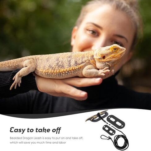 Mobestech Halloween Lizard Leash Set with Adjustable Harness and Cool Wings, 3pcs Gold Reptile Harness for Small Pets, Outdoor Gecko and Bearded Dragon Accessory in Saudi Arabia