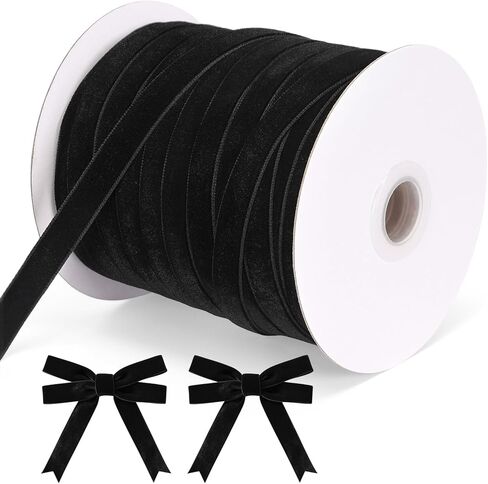 50 Yards 3/8 Inch Velvet Ribbon, Single Face Velvet Fabric Ribbon Roll with Spool Satin for Gift Wrapping, Hair Bows Making, Wedding, Christmas Decoration (Pink) in Saudi Arabia