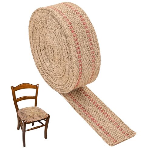 NATGAI Craft Jute Webbing Tape, Width 2" Roll Natural Burlap Red Line Jute Webbing Ribbon Upholstery Chair Webbing Tape (2" x 10 Yards) in Saudi Arabia
