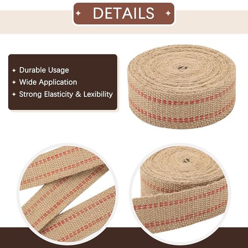 NATGAI Craft Jute Webbing Tape, Width 2" Roll Natural Burlap Red Line Jute Webbing Ribbon Upholstery Chair Webbing Tape (2" x 10 Yards) in Saudi Arabia