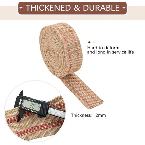 NATGAI Craft Jute Webbing Tape, Width 2" Roll Natural Burlap Red Line Jute Webbing Ribbon Upholstery Chair Webbing Tape (2" x 10 Yards) in Saudi Arabia