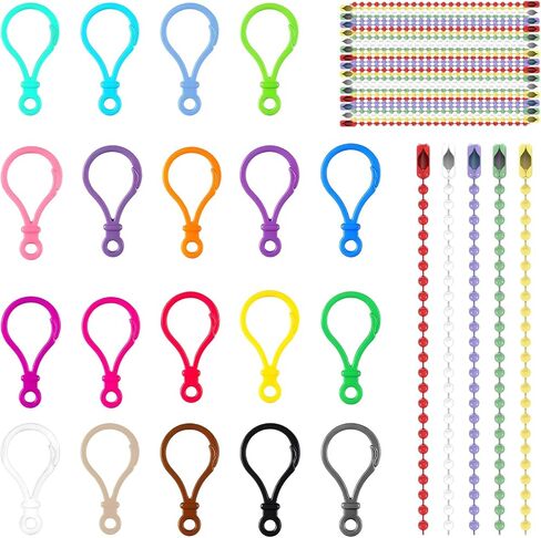100PCS 4.7'' Ball Beads Chain Bulk, Mixed-Color Beads Chains for Jewelry Making, Bead Chain with Connector for Key Craft DIY, Keychain Clip Set with Easy-Open Closure & Attachment Hole in Saudi Arabia