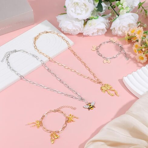 Prasacco 40 Pcs Paperclip Chain Necklace Bracelets Kit, 20 Charm Necklace Chain 20 Charm Bracelet Chains Alloy Paperclip Link Chains with Lobster Clasps for DIY Jewelry Making (Gold, Silver) in Saudi Arabia