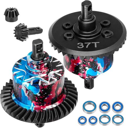 جزء ترقيات التروس التفاضلية الأمامية الخلفية 37T لـ 1/10 Slash 4X4 (VXL)/Rustler 4X4 (VXL)/Stampede 4X4 (VXL)/Jato 4X4 (VXL) 4WD، XO-1، RC Steel #45 Diff Set Hop Ups، أزرق داكن in Saudi Arabia