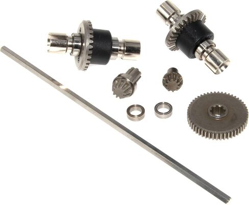 عمود محرك مركزي تفاضلي متوافق مع MJX Hyper Go 1/14 14301 ترقية 14302 14203 سلسلة Rc Car Steel Front Rear Steel Diff Gear استبدال جزء عمود القيادة الرئيسي (أسود + فضي) in Kuwait