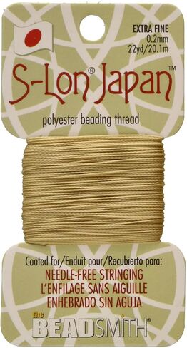 The Beadsmith S-Lon Japan - خيط بوليستر متوسط ​​- لون كاكي، قطر 0.3 مم، 22 ياردة لكل بطاقة - خالي من الإبر، خرز سهل الخيط - مثالي للمجوهرات المعقودة واللؤلؤ والحرف اليدوية in Saudi Arabia