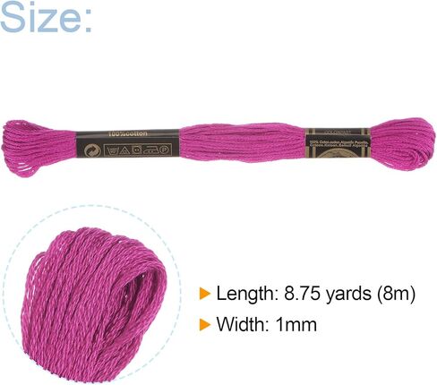 Generic 12 Skeins Embroidery Floss 8m Each Egyptian Long Fiber Cotton Cross Stitch Thread 26S/2x6 for Embroidery Projects Bracelet, Fuchsia in Saudi Arabia