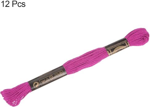 Generic 12 Skeins Embroidery Floss 8m Each Egyptian Long Fiber Cotton Cross Stitch Thread 26S/2x6 for Embroidery Projects Bracelet, Fuchsia in Saudi Arabia